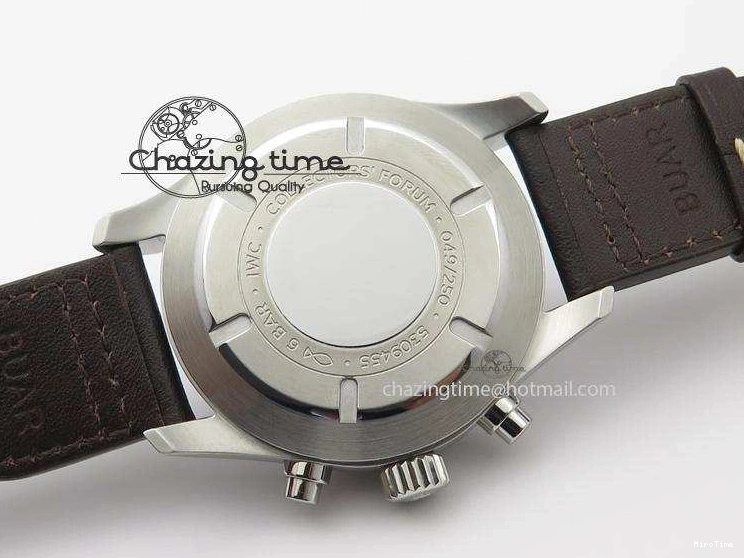 MIROTIME 0320 Pilot Chrono SS IW387808 CF3 ZF 1:1 Best Edition On Brown Leather Strap A Soft 7328